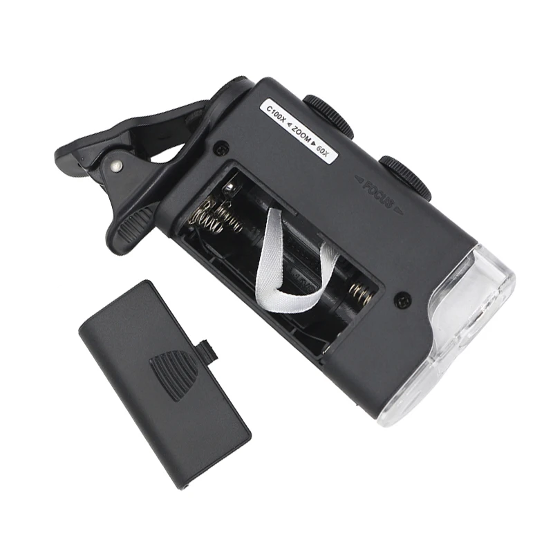 60X/100X Φ микроскоп с зажимом для сотового телефона карманное увеличительное