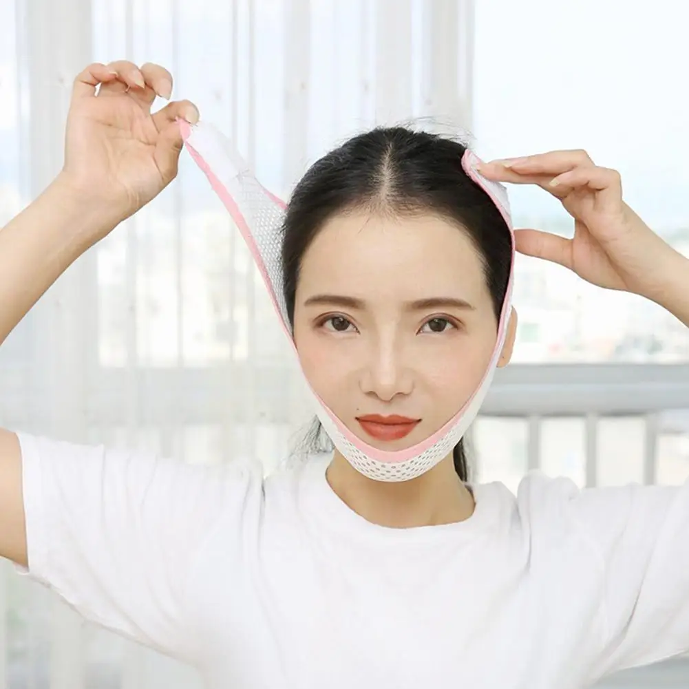 

Breathable V Face Cheek Lift Up Band Face Thin Tension Chin Firming Shaping Bandage Anti V-line Belt Double Reduce I3f9
