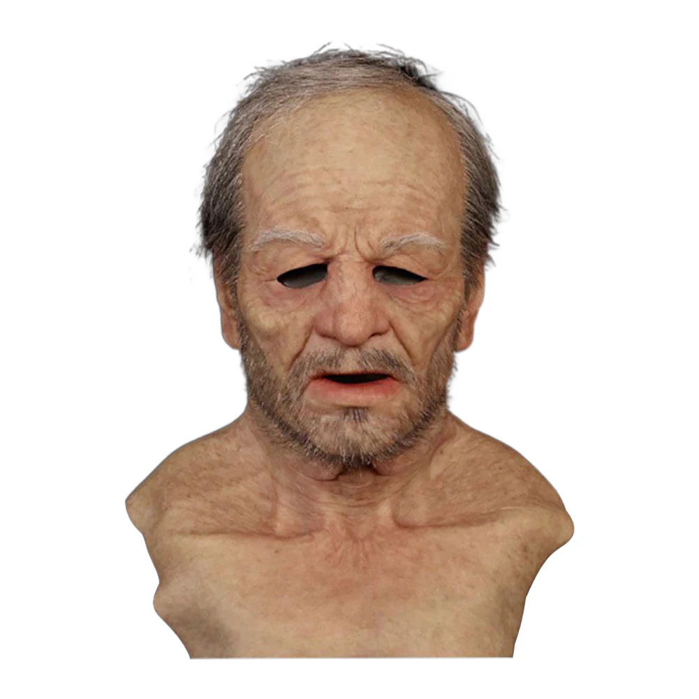 Латексная Маска на Хэллоуин для пожилых людей имитация головы головной убор с