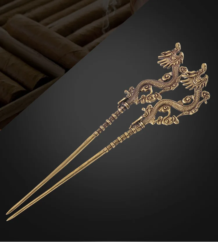

Multifunctional Cigar Dredge, Retro Dragon Pattern Hairpin, Portable Brass Dredge Needle To Dredge Blockage Cigar tool