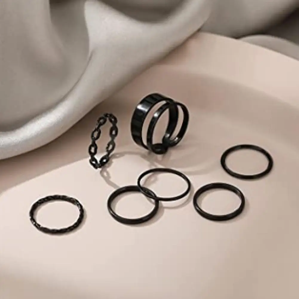 Комплект колец модное Универсальное кольцо золотистое черное серебристое можно