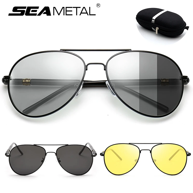 

Солнцезащитные очки Мужские фотохромные, поляризационные для вождения, с ночным видением, с чехлом UV400