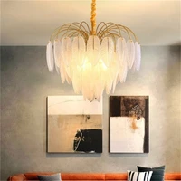 glasses feather chandelier for living room bedroom luxury led e14 pendant lights dining room lustre luminarias lighting