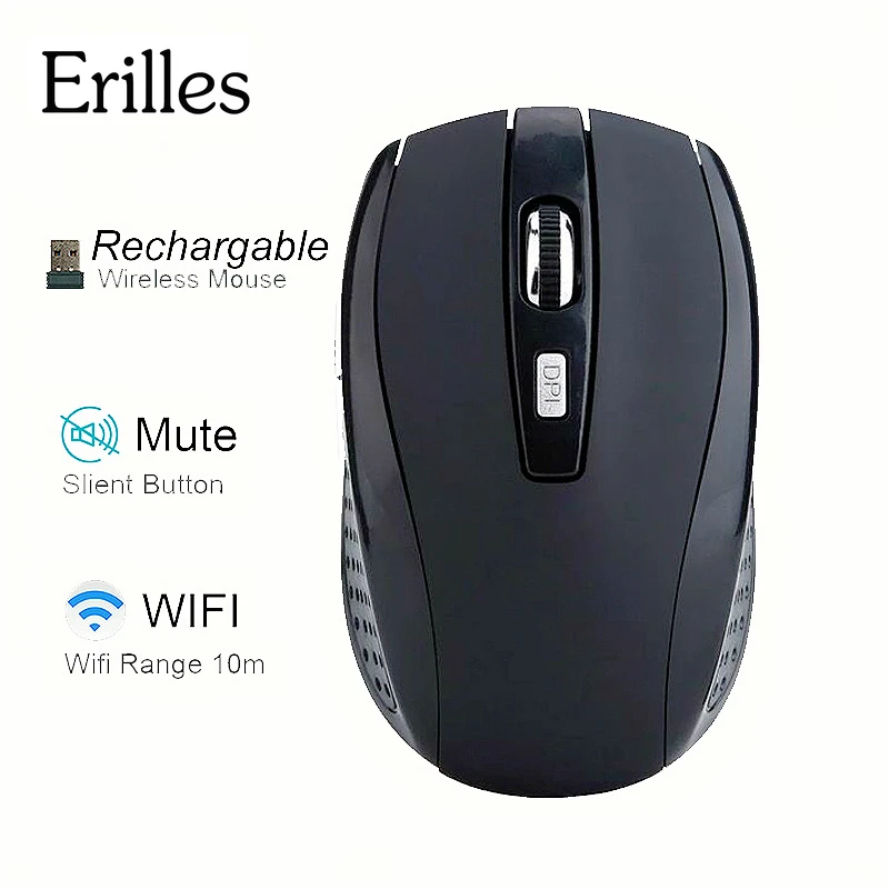 Мышь Компьютерная erlies аккумуляторная беспроводная 1600 точек/дюйм 6D USB | Компьютеры