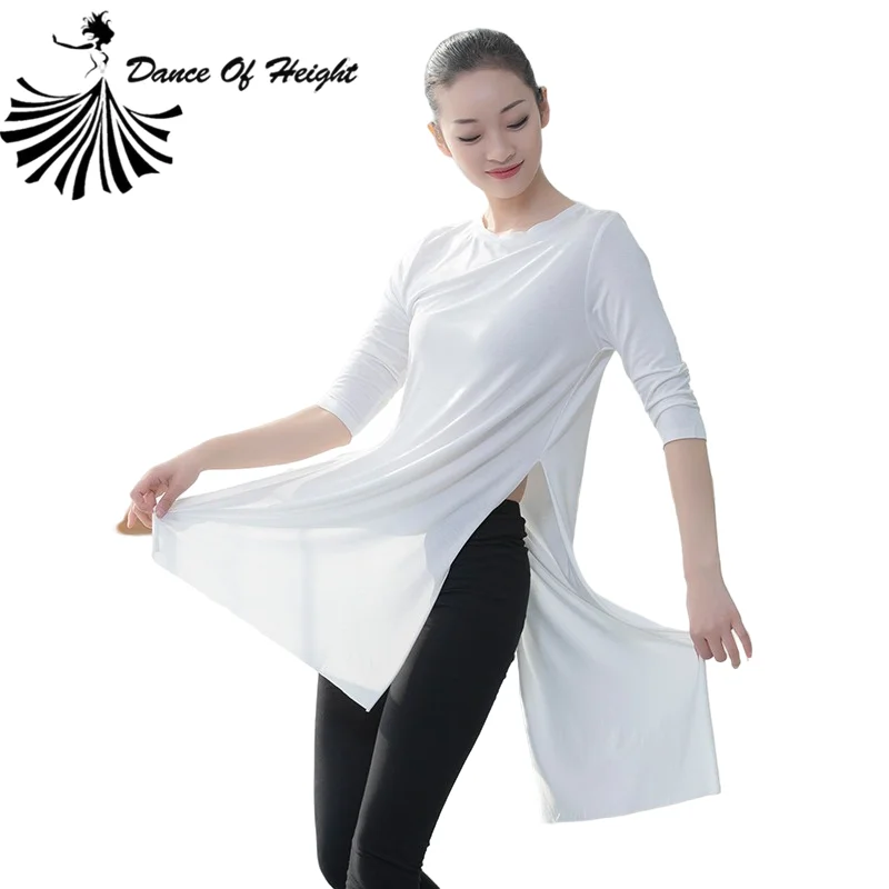 Женская блузка с рукавом 3/4 для современных танцев платье тренировок и йоги