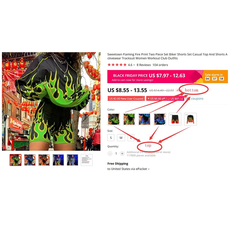 Свитшот женский Sweetown повседневный Модный свитшот с принтом пламенного огня