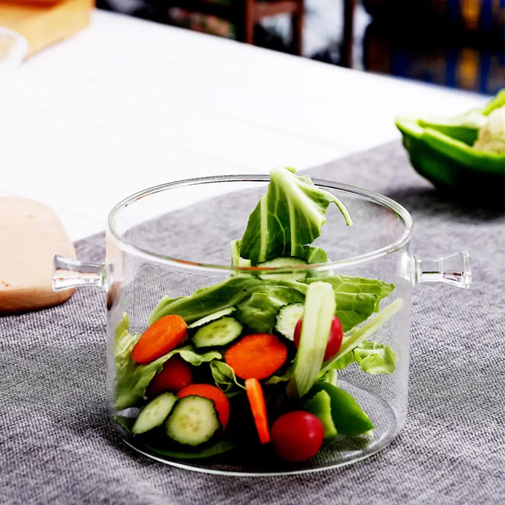 Большая емкость стеклянная кастрюля плита горшок с крышкой Многофункциональный