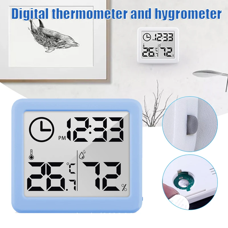 

Thermometer Smart Electric Digital Clock Hygrometer Humidity Sensor Work Portable Slim Simple for Indoor Use BENL889