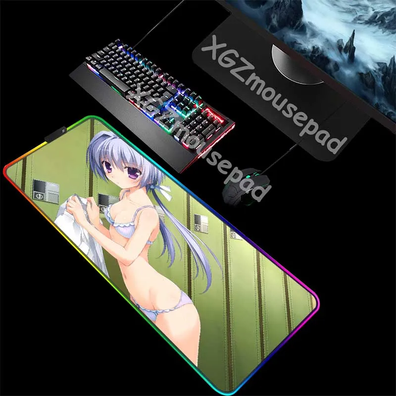 

Mairuige Anime Locker Room Sexy Lingerie Large RGB Mouse Pad Black LockEdge Colorful Computer Desk Mat Speed Rubber Non-slip