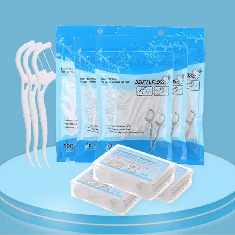 

100pcs/Pack Dental Flosser Picks Teeth Stick Tooth Clean Oral cleaning Care Adult Children Disposable floss thread Toothpicks