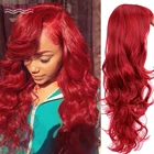 Парики для косплея из красных волос HOUYAN, 22 дюйма, длинные волнистые термостойкие синтетические волосы