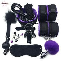 sexlady exotic accessories bondage handcuffs bdsm set sextoys for women handcuffs for couples adult ball gag whip sex products