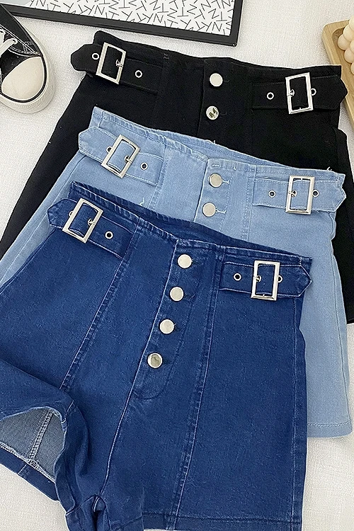 

3222 Spring and Summer New Korean Version of High-waisted Thin Denim Shorts Female Nuns Elastic Hips A Word Hot Pants Tide