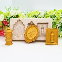 3d pillar lamp silicone molds for cake baking fondant relief form chocolate moulds lace decorating tools accessories