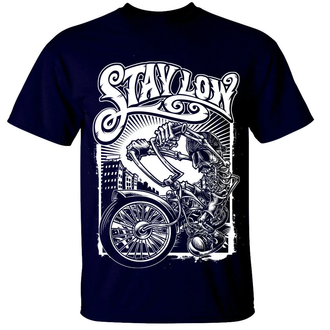 STAY LOW Футболка мужская S 3XL граффити Байкер Райдер Lowrider Скелет Скейтер спортивная