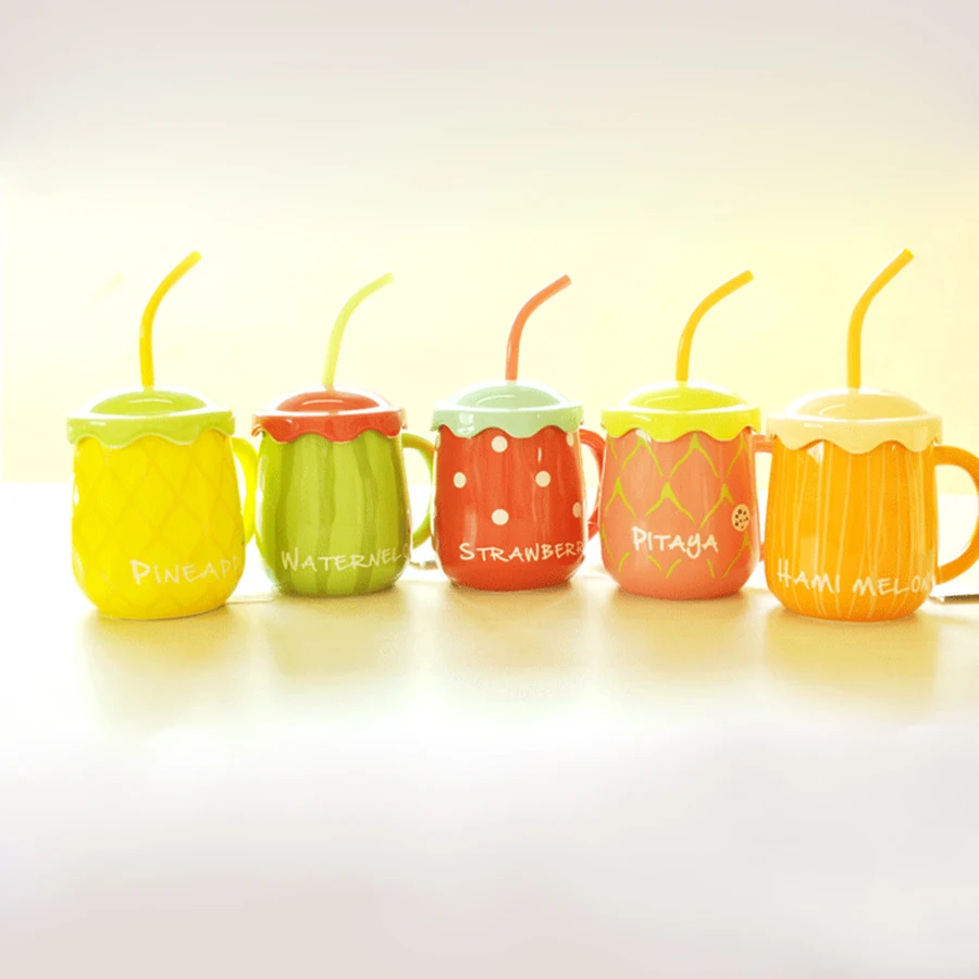 

Креативная кружка для фруктов, пара кофейных чашек, милые керамические кофейные кружки ручной работы большой емкости, китайские кофейные ч...
