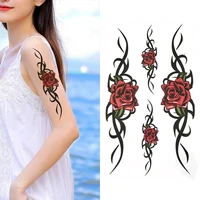 colorful beautifulred rose flower body art waterproof fake sexy for woman flash temporarytattoo stickers 1020cm kd361