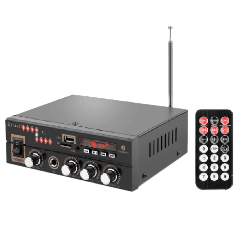 Kinter T1 2.0CH усилитель аудио с микрофоном/USB/TF/FM/AUX Play стерео звук управления басами