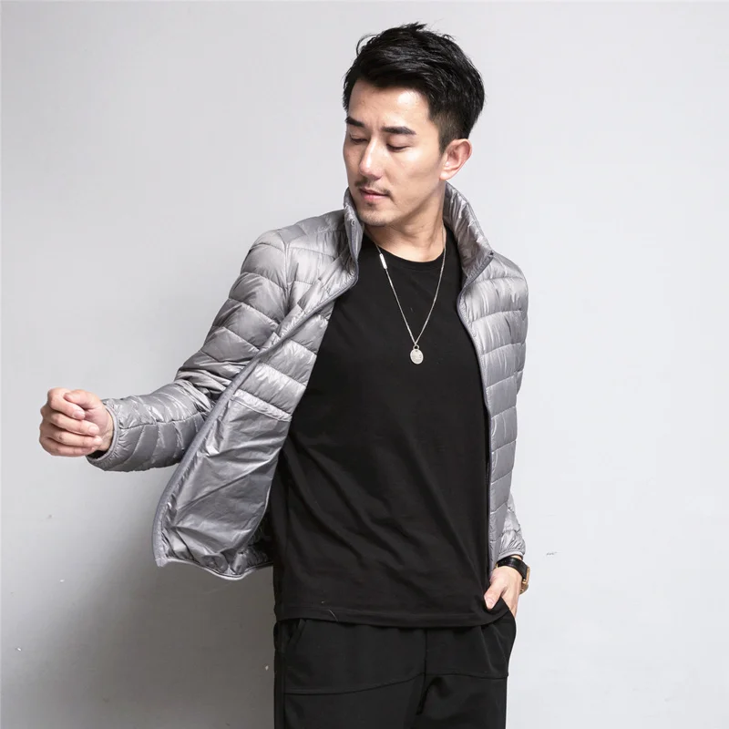 Ultra Light Down Jacket Men Thin Short Coat Plus Size Autumn Winter Fashions Parka Abrigos Para Hombre KJ740 | Мужская одежда