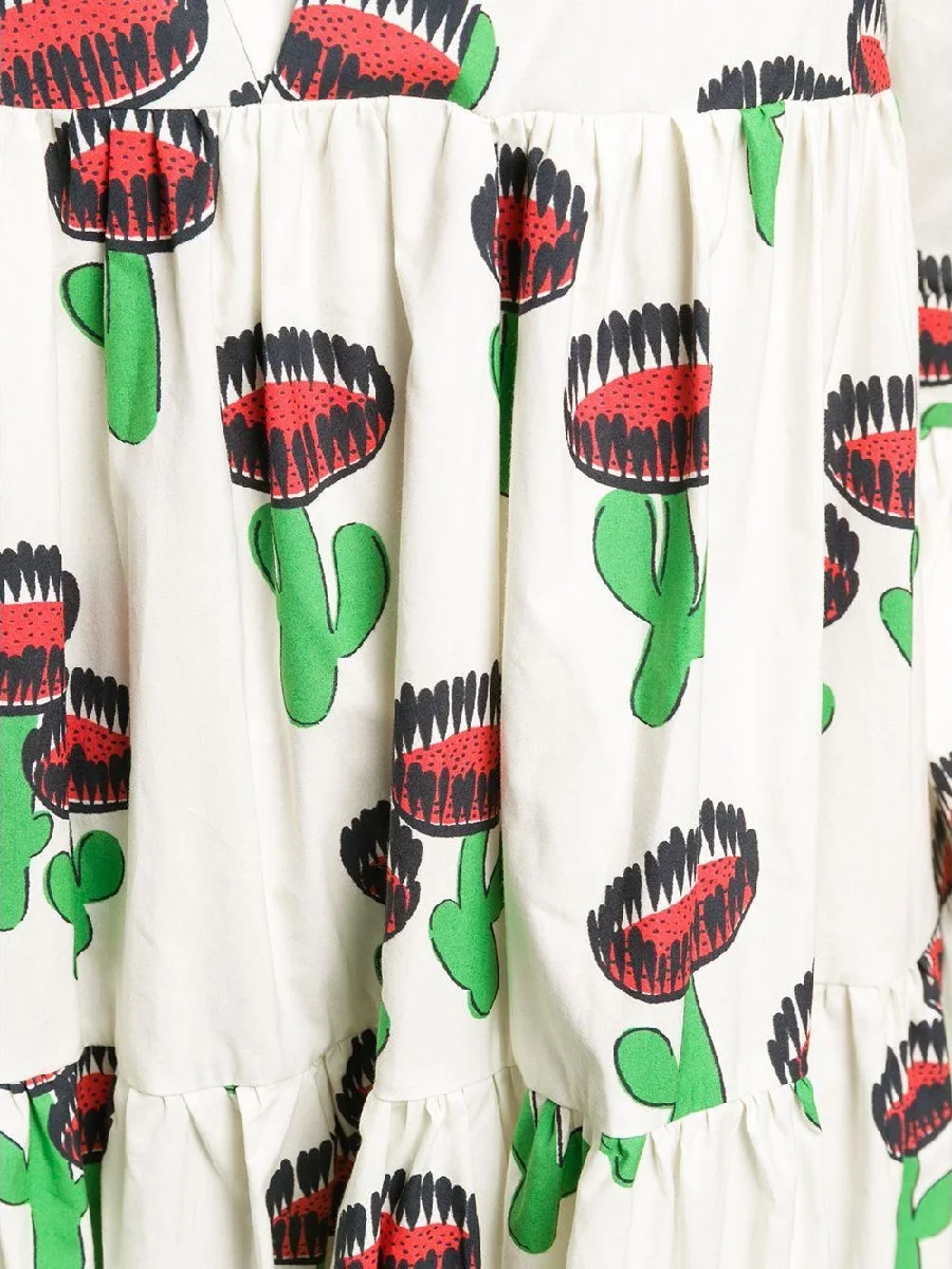 

Big-name summer pure cotton 3D printing elegant loose pleated long dress 2021New women's fashion party big putty puff skirt XL