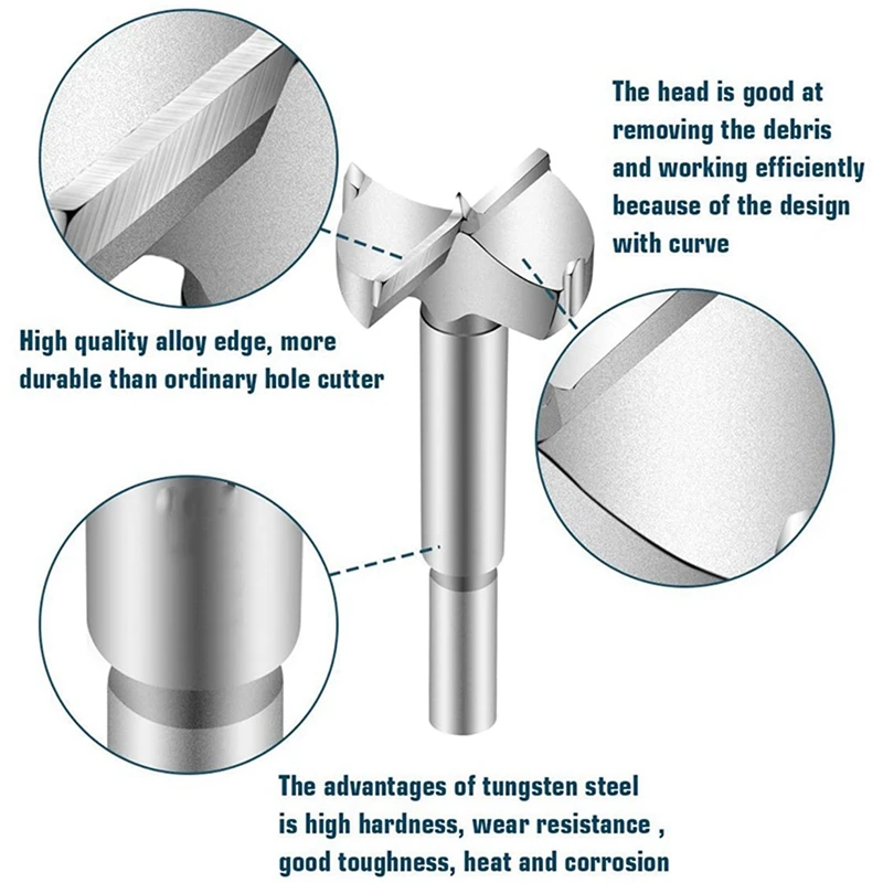 

10 Pcs Forstner Drill Bit Set Wood Boring Hole Saw Set & 23 Pcs Woodworking Chamfering Drill Bits