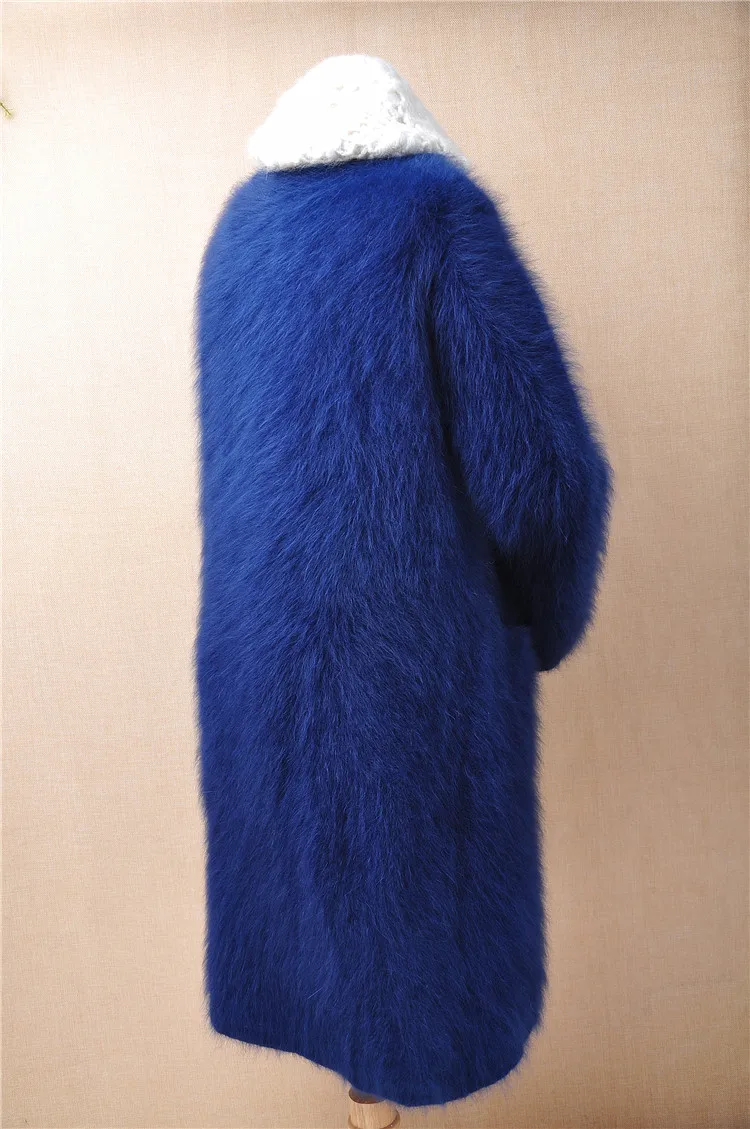 

female women winter thick warm fuzzy mink cashmere long loose cardigans mantle angora rabbit fur knitwear inside jacket coat top