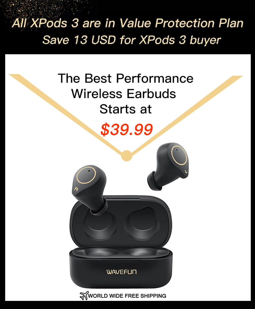 Wavefun XPods 3 Bluetooth наушники AptX наушники HIFI IPX7 водонепроницаемые беспроводные наушники Bluetooth 5,0 спортивные наушники