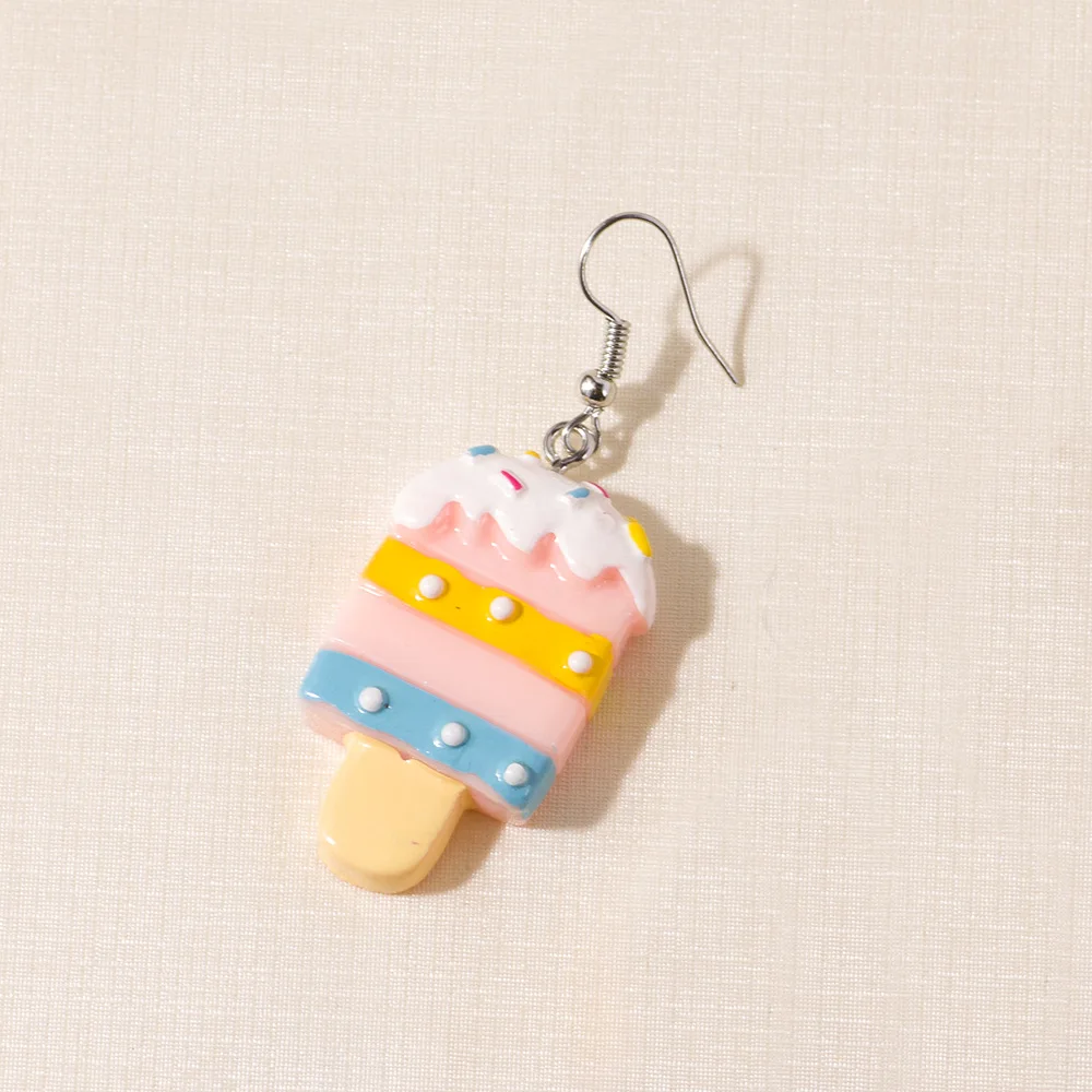 

SNCSDK new Fashionable resin creative ice cream Women dangle earrings cute color Women's earrings fashion jewelry