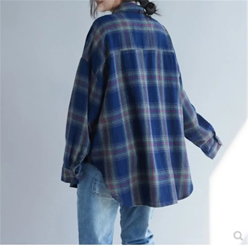 Блузка женская в шотландскую клетку Свободный кардиган полноцветная тонкая