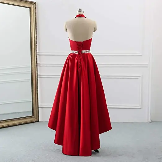 Angelsbridep High-Neck Evening Dresses Gala Gowns Robes De Soiree Sexy Natural Waist Satin Formal Prom Party Pageant | Свадьбы и
