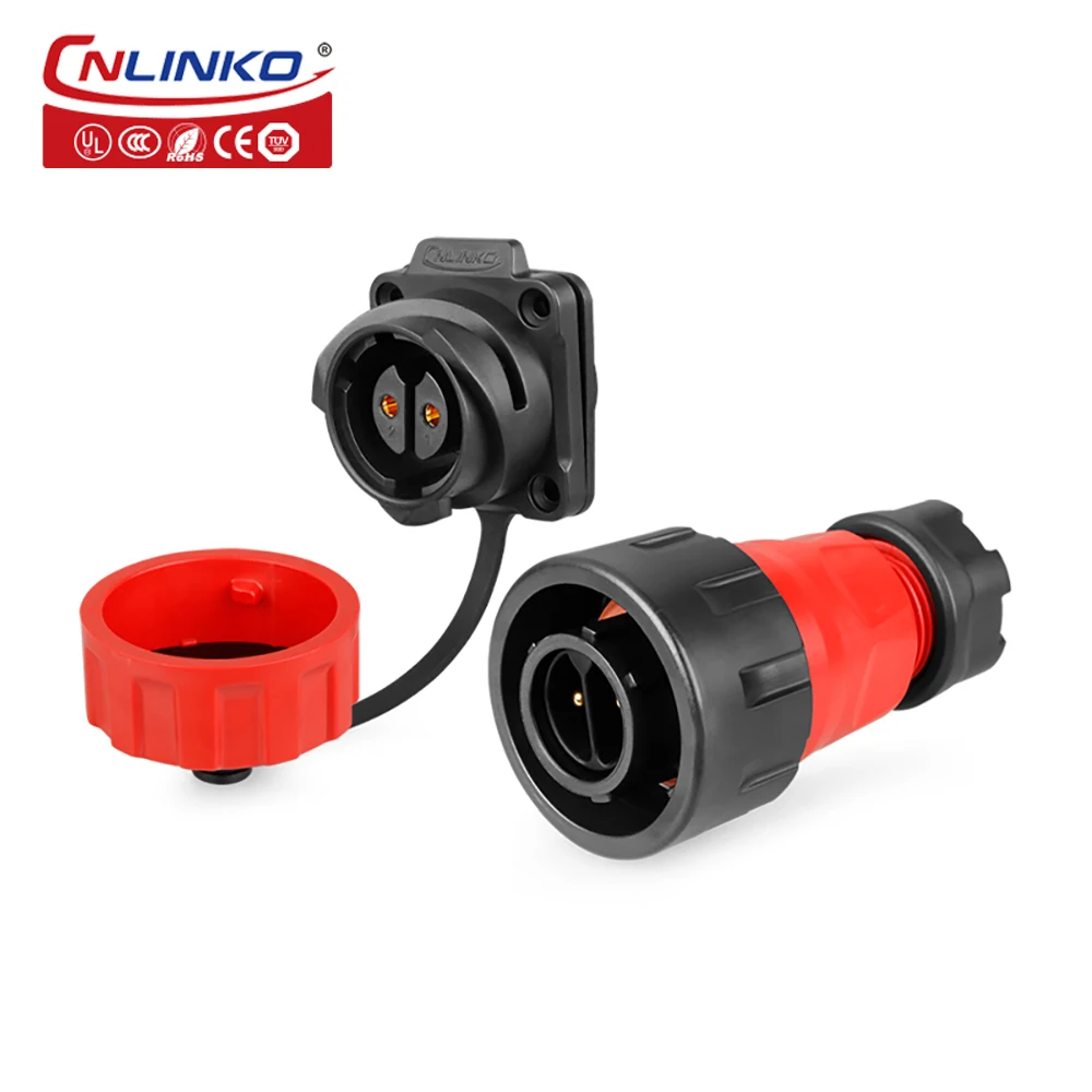 

Cnlinko Waterproof IP68 Industrial Power Male Plug Socket Connector 25A 500V 2 Pin M24 Panel Mount Connectors PBT Plastic