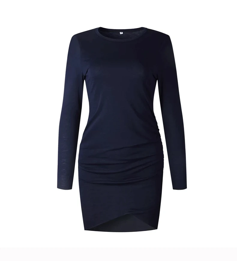 

Autumn Women Long Sleeve Dress 2020 Fit O-neck Bodycon Mini Dresses Office Ladies Asymmetrical Sexy Slim Dress for Women Vestido