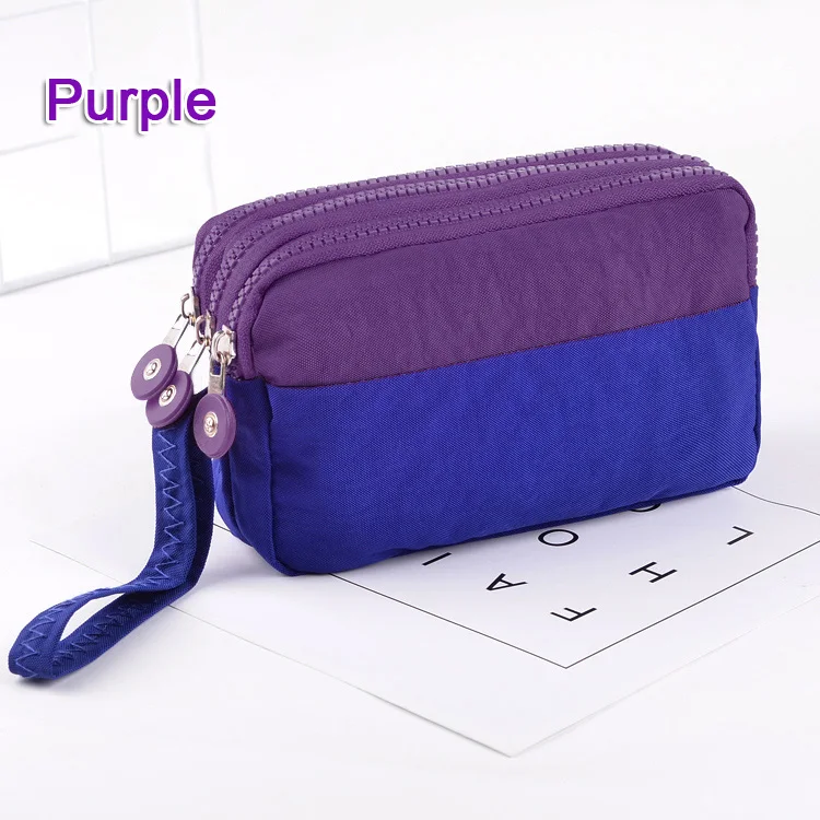 Женские милые кошельки Дамский кошелек сумки с 3 молниями и ремешком на руку для