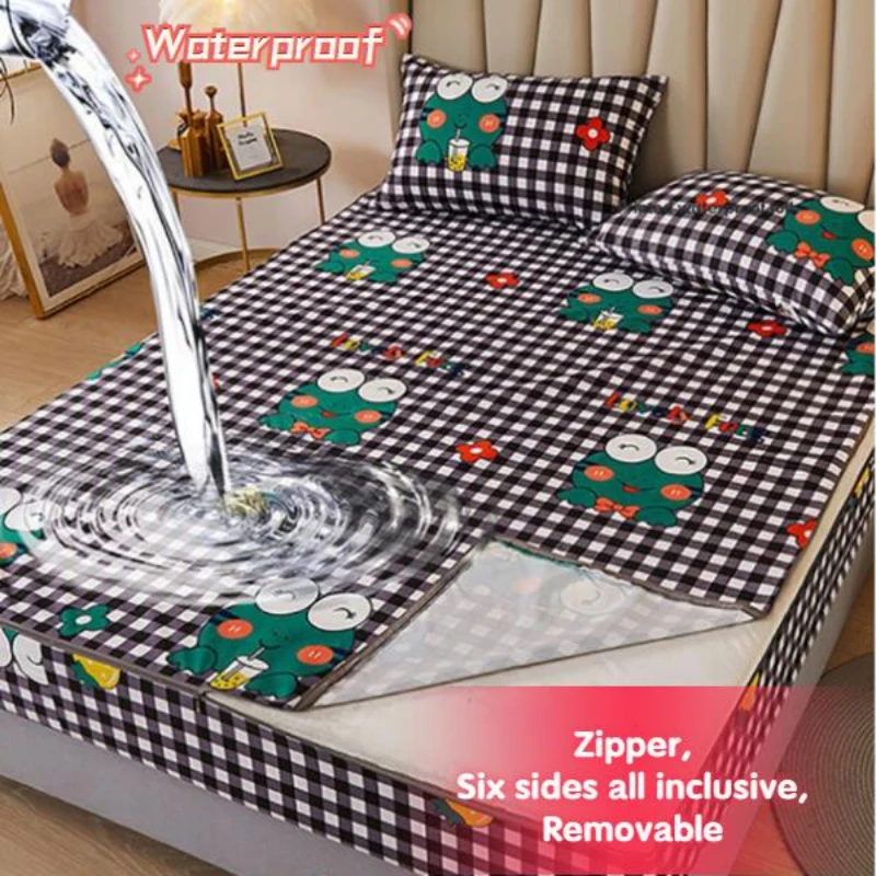 

Six-Sided with Zipper Mattress Cover Waterproof Sheets Dust Cover, for Single/Twin/Queen/King Size Bed,Customizable Fitted Sheet