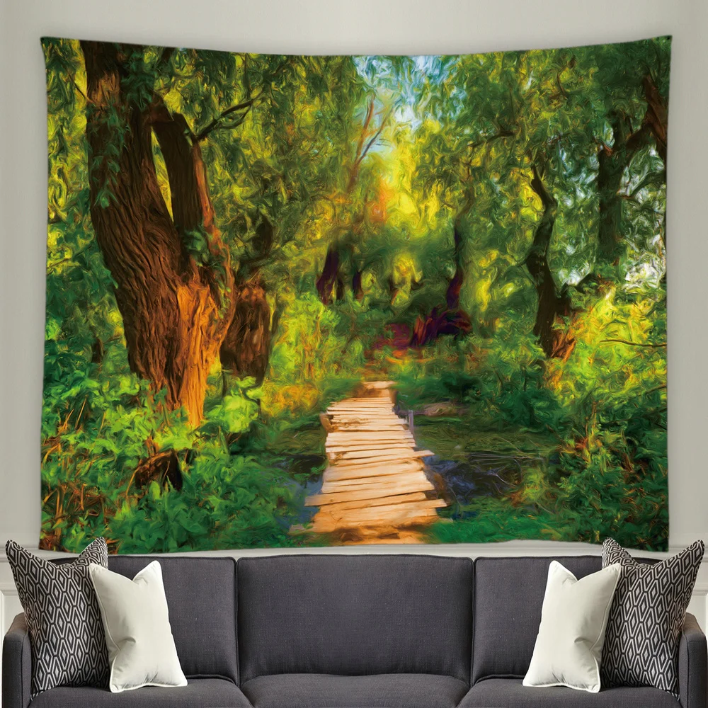 

Psychedelic Forest Tapestry Wall Hanging Wall Tapestry Blanket Farmhouse Decor Window Tapestry Headboard Polyester Yoga Shawl