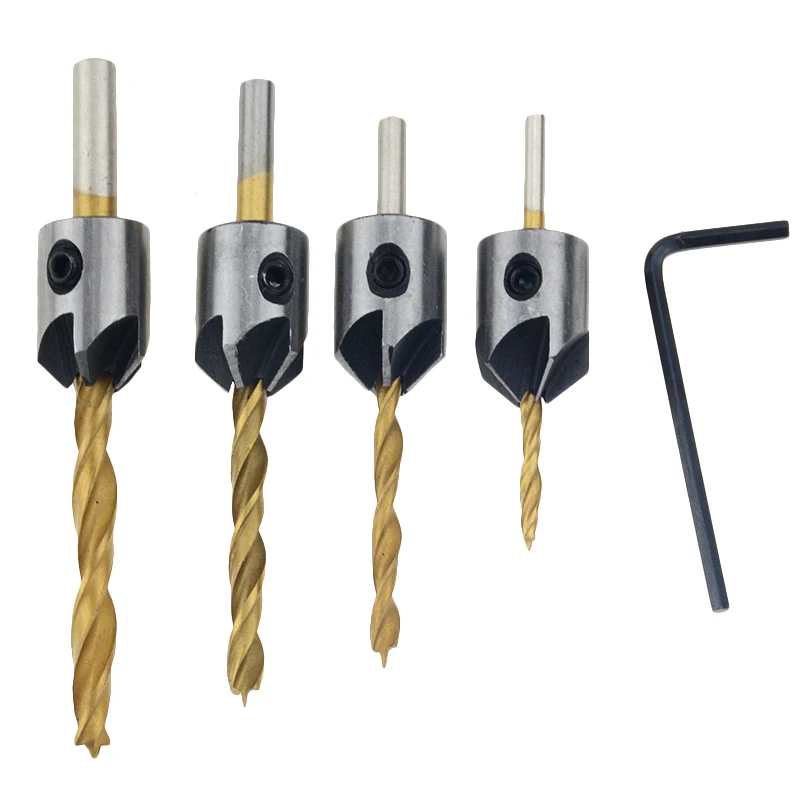 4 шт. 3 мм 6 стальная Зенковка сверло Деревообработка столярных изделий Буровой