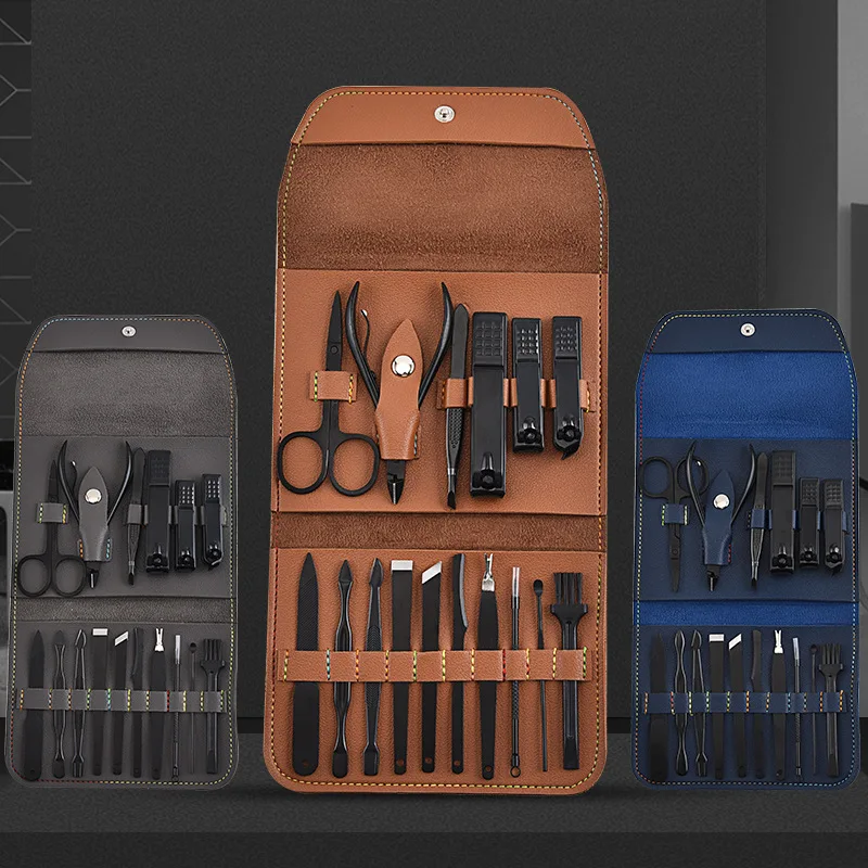 

New 16pcs Folding Bag Nail Clipper Set Practical FingerNail Cutter Scissors Kit Multifunction Acne Needle Ear Pick Tweezer Set