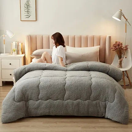 

Super Warm Lamb Quilt Double-sided Velvet Quilt Thicken Warm Autumn Plush Comforter 5 Kg Weight Cute Style Winter Blanket