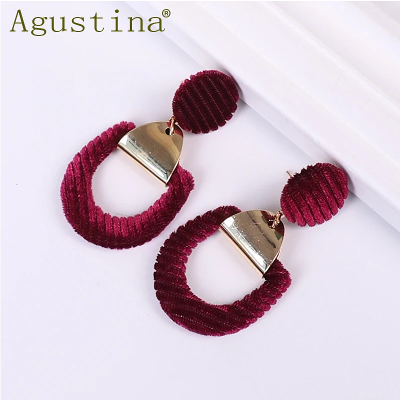 Женские винтажные серьги из сплава и плюша Agustina черные бархатные с