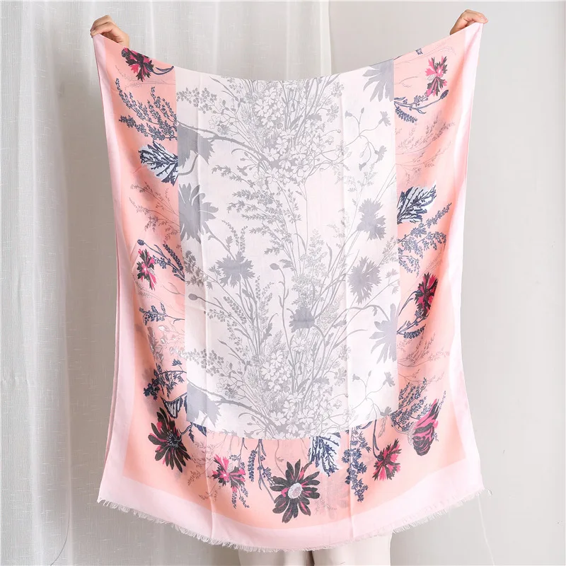 

2020 Vintage Cotton Scarf Women's Spring And Autumn Versatile Silk Scarves Long Shawl Dual Purpose high quality fashion