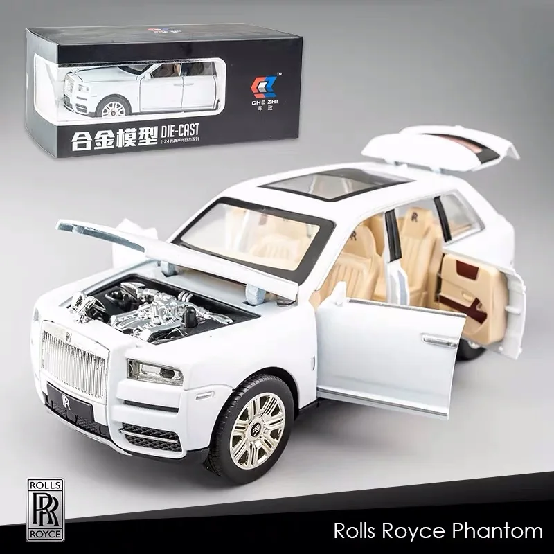 KIDAMI Rolls Royce 1:24 Масштаб литья под давлением модель автомобиля игрушечные машинки Вытяните назад звуковой светильник Коллекция подарков для детей и взрослых - Цвет: Currynan White
