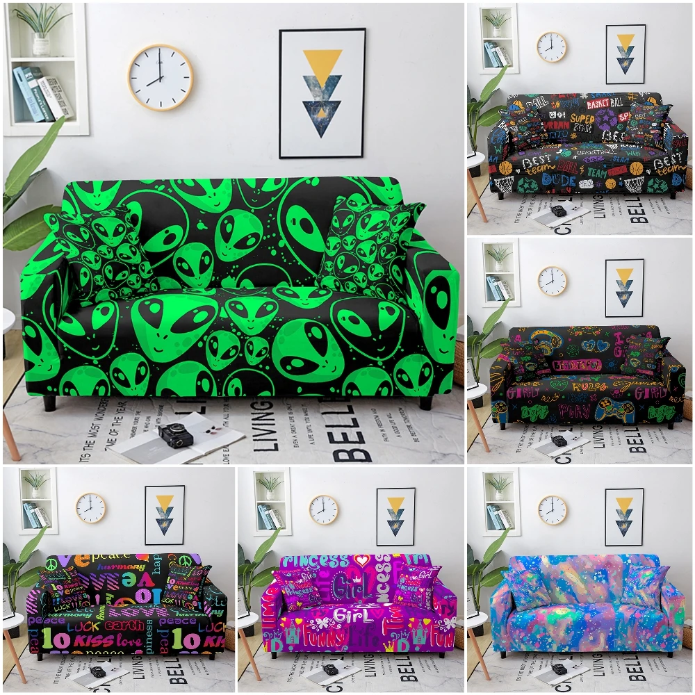 

Cartoon Hippie Sofa Covers for Living Room Sectional Corner Sofa Cover Elastic Slipcover Couch Cover Funda Sofa Armchair Cover