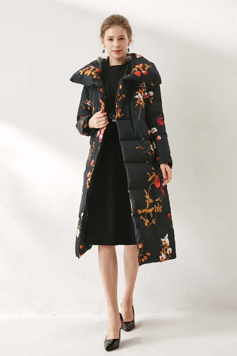 Высокое качество женские зимние Подиумные пальто отложной воротник длинные