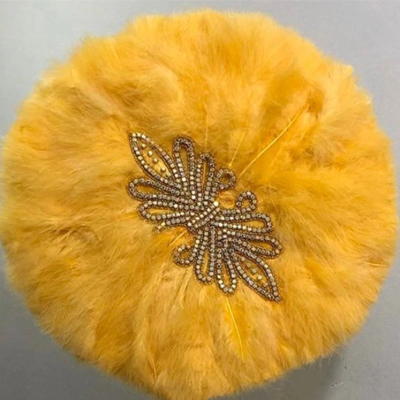 Золотистый свадебный ручной веер работы в африканском стиле с камнями для танцев