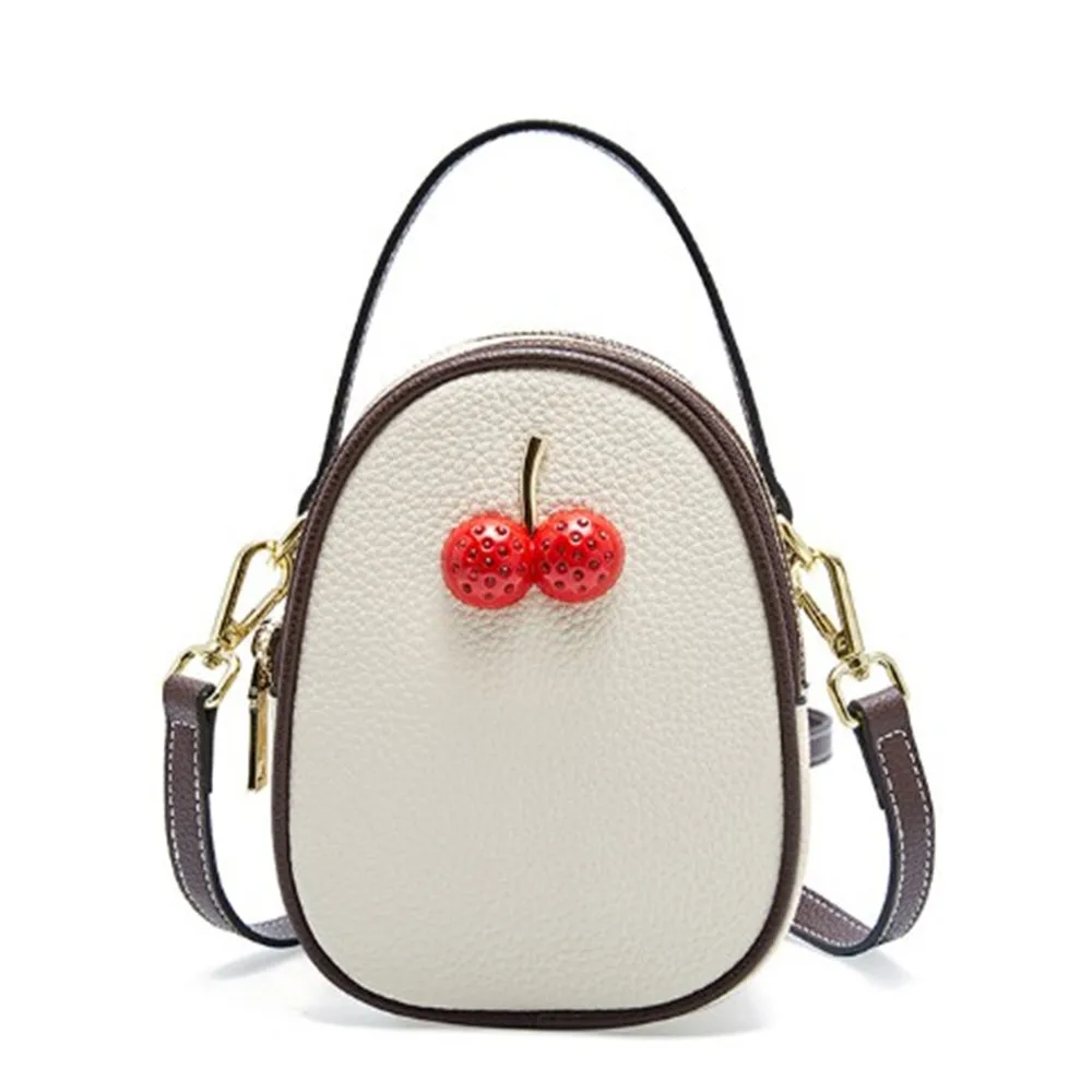 

New Leather Handbag Cherry Bag Women Girls Shopping Travel Cosmetic Wallet Mobile Phone Shoulder Bag