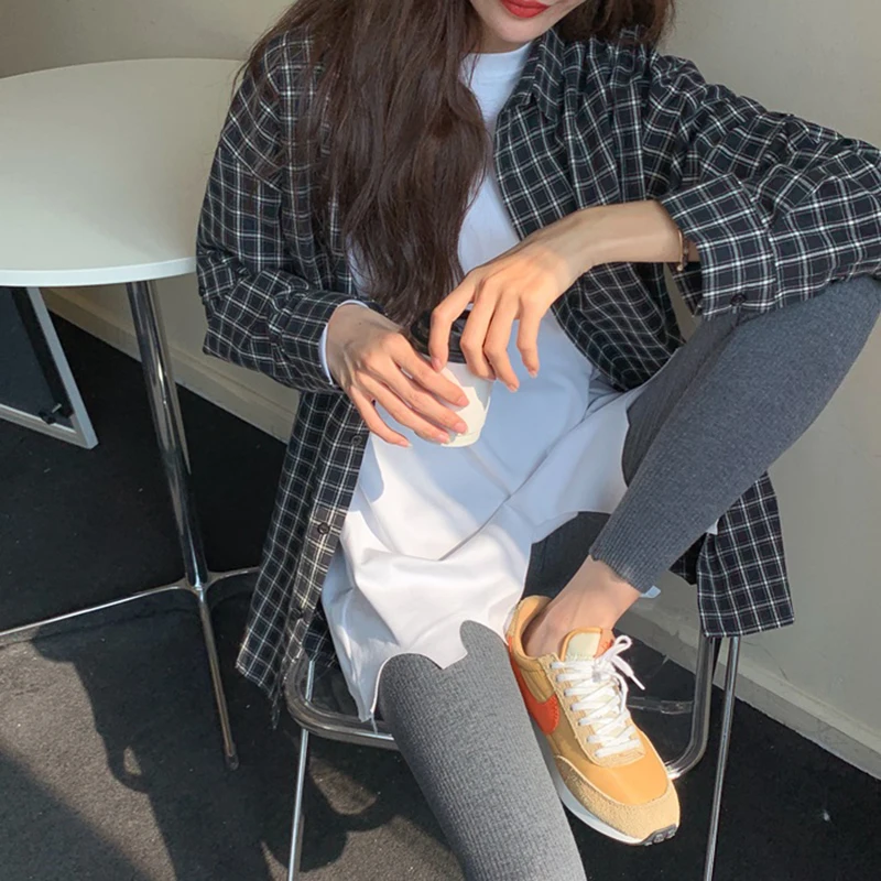 

Port Taste Chic Fall and Winter Inner Wear Loose Hole Plus Velvet Long-Sleeve round Neck White T-shirt Female Mid-length Plus