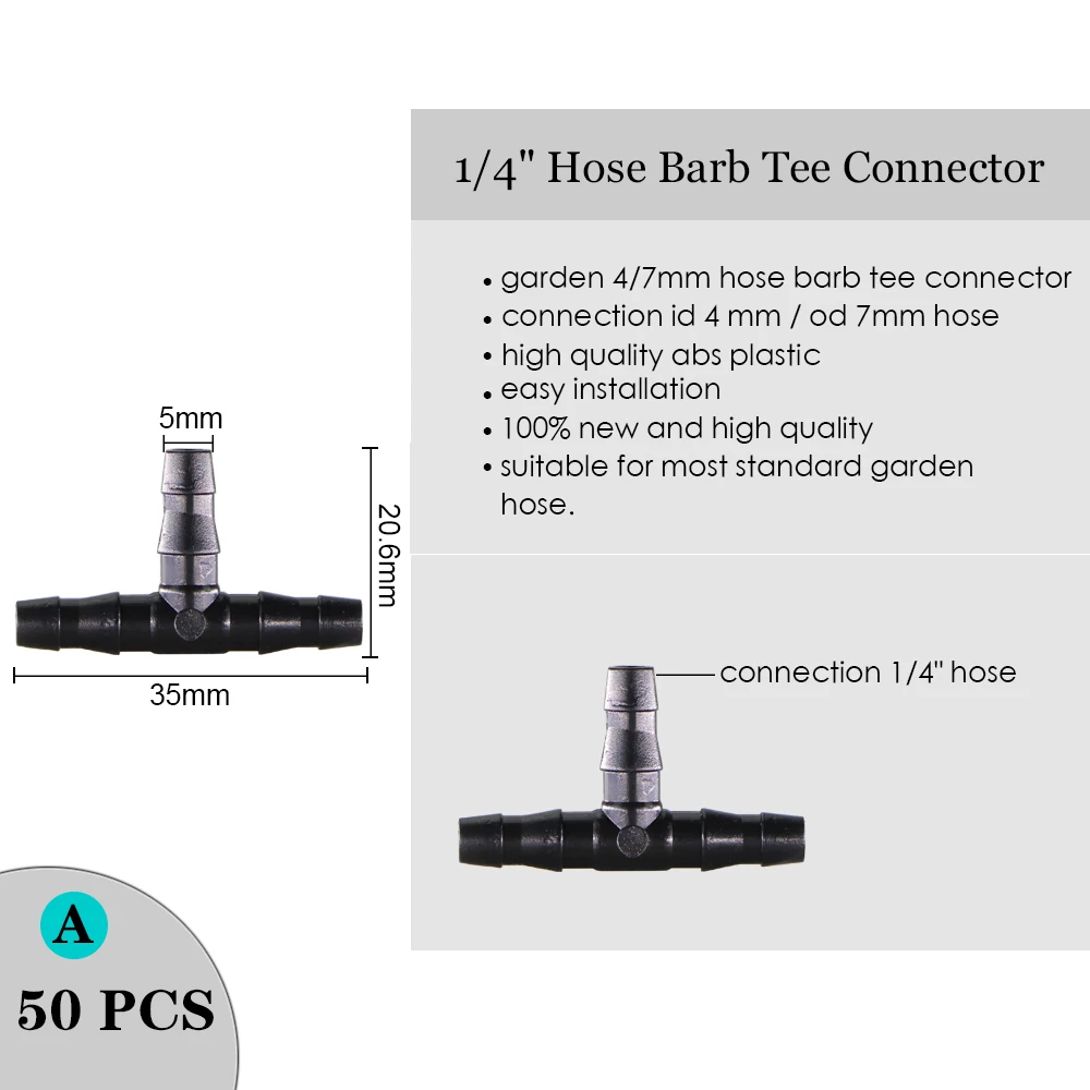 Капельный спринклер для полива 1/4 дюйма тройник с двумя зазубринами коленчатый