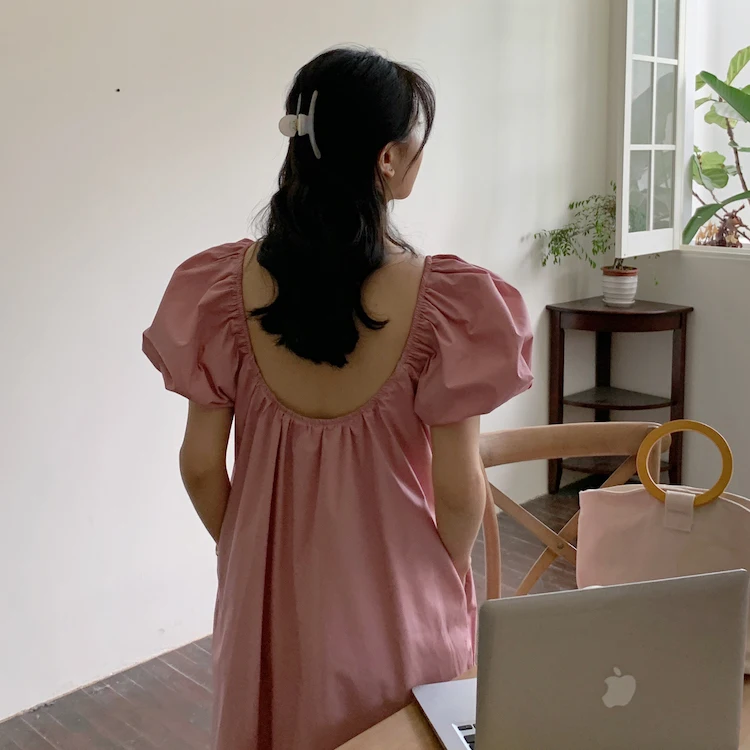 

New Women Summer Sexy Dress Puff Sleeve Sexy Square Neck Women Cotton Long Dress Vestidos Boho Women Vacation Dress