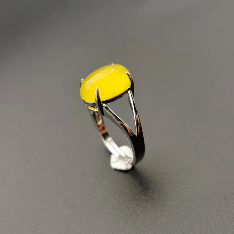 Jadery открытые серебряные кольца для женщин натуральный желтый зеленый нефрит