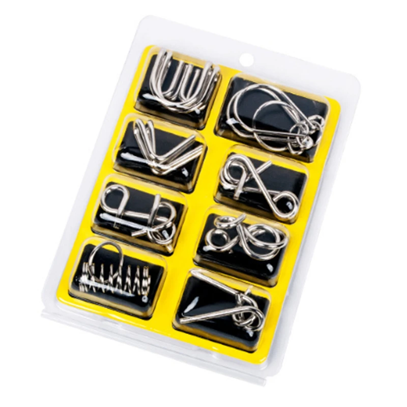 

8pcs/Set Metal Montessori Puzzle Wire IQ Mind Brain Teaser Puzzles for Children Adults Anti-Stress Reliever Toys Gifts